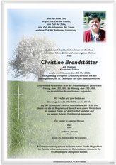 Christine Brandsttter, verstorben am 20. Mai 2020