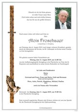 Alois Froschauer, verstorben am 06. August 2019