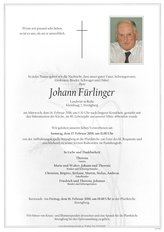 Johann Frlinger, verstorben am 14. Februar 2018