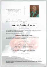 Gatterbauer Anna, verstorben am 08. August 2017