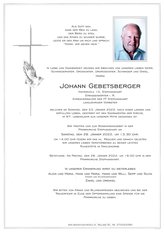 Johann Gebetsberger, verstorben am 23. Jnner 2022