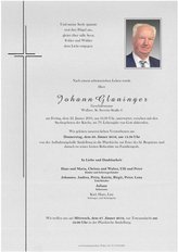 Johann Glaninger, verstorben am 22. Jnner 2016