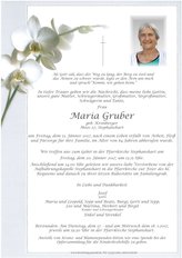 Maria Gruber, verstorben am 13. Jnner 2017