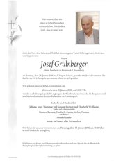 Josef Grlnberger, verstorben am 28. Jnner 2018