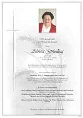 Aloisia Grnling, verstorben am 02. Februar 2020