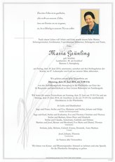 Maria Grnling, verstorben am 20. Juni 2014