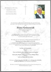 Franz Grnsteidl, verstorben am 21. Jnner 2015