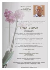 Franz Gnther, verstorben am 19. Jnner 2022