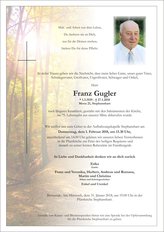 Franz Gugler, verstorben am 27. Jnner 2018