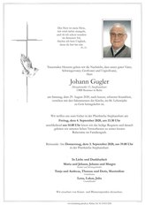 Johann Gugler, verstorben am 29. August 2020