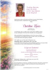 Christine Haas, verstorben am 15. Mrz 2022