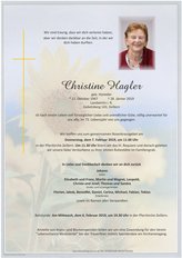 Christine Hagler, verstorben am 28. Jnner 2019