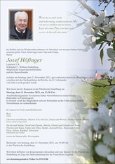 Josef Hfinger, verstorben am 21. November 2021