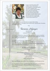 Theresia Hfinger, verstorben am 10. Dezember 2021