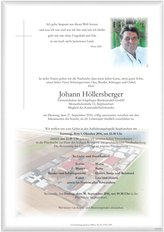 Johann Hllersberger, verstorben am 27. September 2016