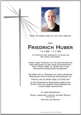 Friedrich Huber, verstorben am 02. Mrz 2021