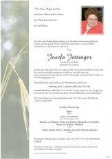 Josefa Jetzinger, verstorben am 20. Jnner 2016