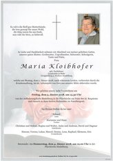 Maria Kloibhofer, verstorben am 01. Jnner 2018