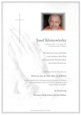 Josef Kloimwieder, verstorben am 18. Mrz 2014