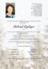 Edeltraud Kopplinger, verstorben am 22. Mrz 2014