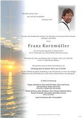 Franz Kornmller, verstorben am 15. Jnner 2015