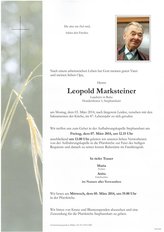 Leopold Marksteiner, verstorben am 03. Mrz 2014