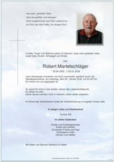 Robert Martetschlger, verstorben am 05. Jnner 2016