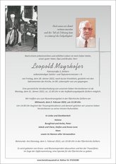 Leopold Mayrhofer, verstorben am 28. Jnner 2022