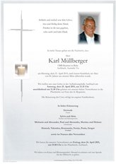 Karl Mllberger, verstorben am 21. April 2015