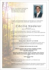 Ccilia Naderer, verstorben am 02. Mrz 2017