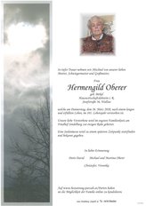 Hermengild Oberer, verstorben am 26. Mrz 2020