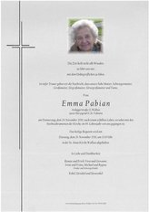 Emma Pabian, verstorben am 24. November 2016