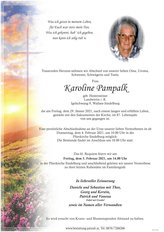 Karoline Pampalk, verstorben am 29. Jnner 2021