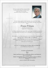 Franz Peham, verstorben am 28. Jnner 2021