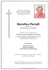 Karoline Perndl, verstorben am 17. Jnner 2023