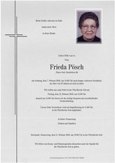 Frieda Psch, verstorben am 07. Februar 2016