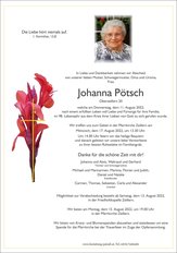 Johanna Ptsch, verstorben am 11. August 2022