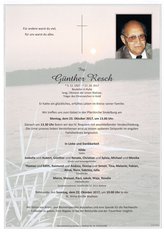 Ing. Gnther Resch, verstorben am 17. Oktober 2017