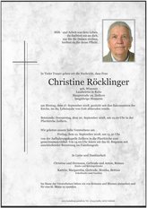 Christine Rcklinger, verstorben am 17. September 2018