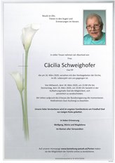 Ccilia Schweighofer, verstorben am 16. Mrz 2020