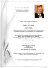 Josef Stckler, verstorben am 09. November 2016