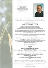 Josef Strbitzer, verstorben am 06. Jnner 2016