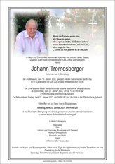 Johann Tremesbegrer, verstorben am 13. Jnner 2021