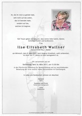 Ilse Elisabeth Wallner, verstorben am 08. Mrz 2017