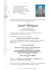 Josef Weilguni, verstorben am 31. Mrz 2017