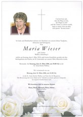 Maria Wieser, verstorben am 04. Mrz 2018