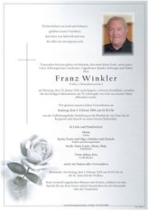 Franz Winkler, verstorben am 29. Jnner 2019