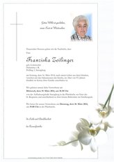 Franziska Zeilinger, verstorben am 16. Mrz 2014