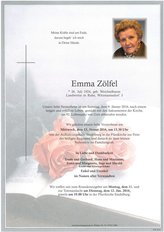 Emma Zlfel, verstorben am 09. Jnner 2016