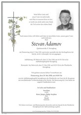 Stevan Adamov, verstorben am 17. Mai 2018